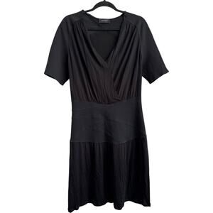THAKOON black bandage short sleeved midi V neck dress 10